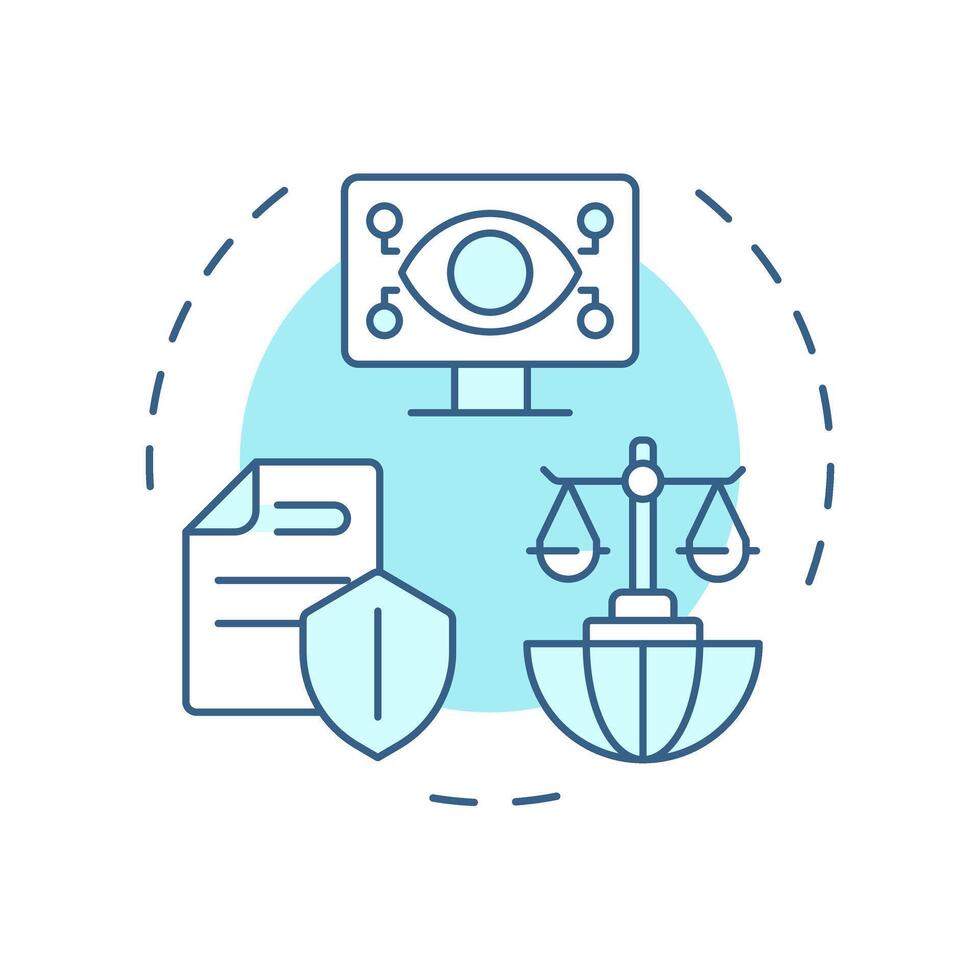 Lawfulness and transparency soft blue concept icon. GDPR principle. Legal compliance. Data protection regulation. Round shape line illustration. Abstract idea. Graphic design. Easy to use in article vector