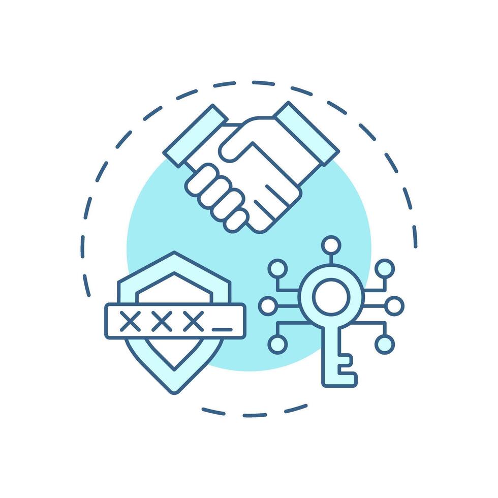 Zero-knowledge proofs soft blue concept icon. Type of privacy enhancing technologies. Secure verification. Round shape line illustration. Abstract idea. Graphic design. Easy to use in article vector