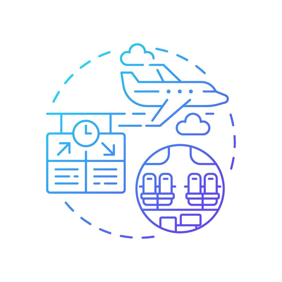 Commercial aircraft blue gradient concept icon. Airline company, aviation services. Round shape line illustration. Abstract idea. Graphic design. Easy to use in infographic, presentation vector