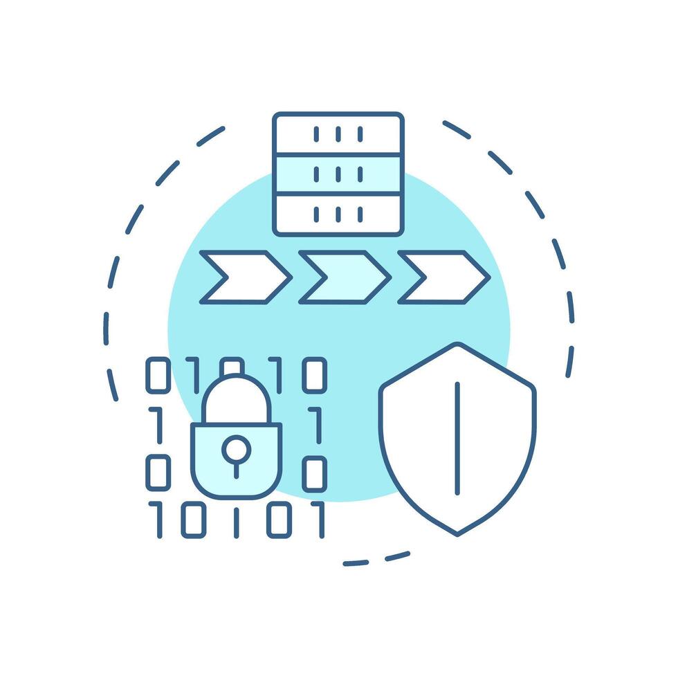 Integrity and confidentiality soft blue concept icon. GDPR Principle. Secure and reliable data processing. Round shape line illustration. Abstract idea. Graphic design. Easy to use in article vector