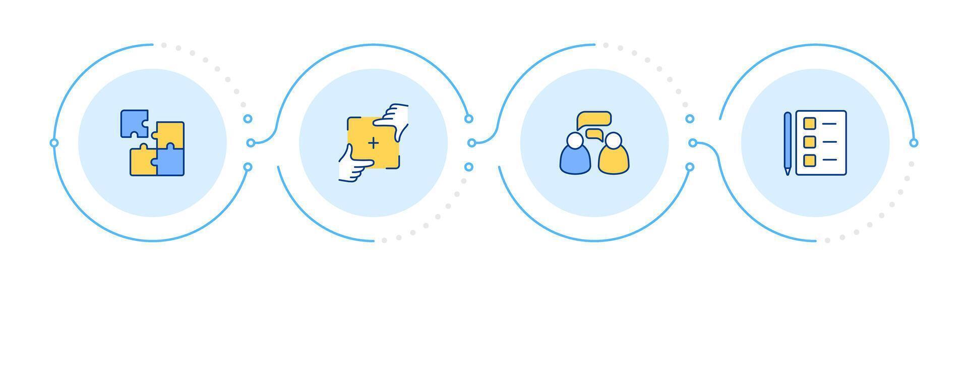 Business communication organization infographic 4 steps. Workflow structure, project. Flow chart infochart. Editable info graphics icons vector