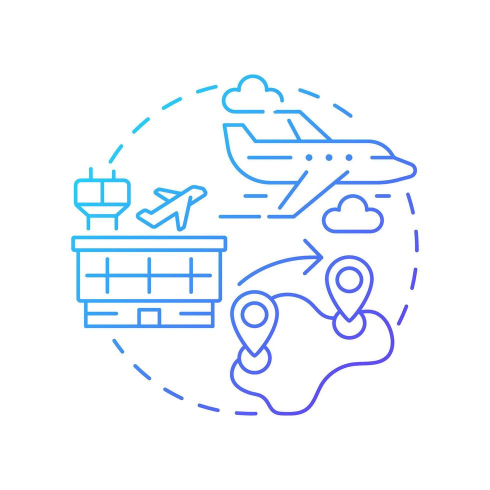 Regional aircraft blue gradient concept icon. Aviation services, Travelling business, commerce. Round shape line illustration. Abstract idea. Graphic design. Easy to use in infographic, presentation vector