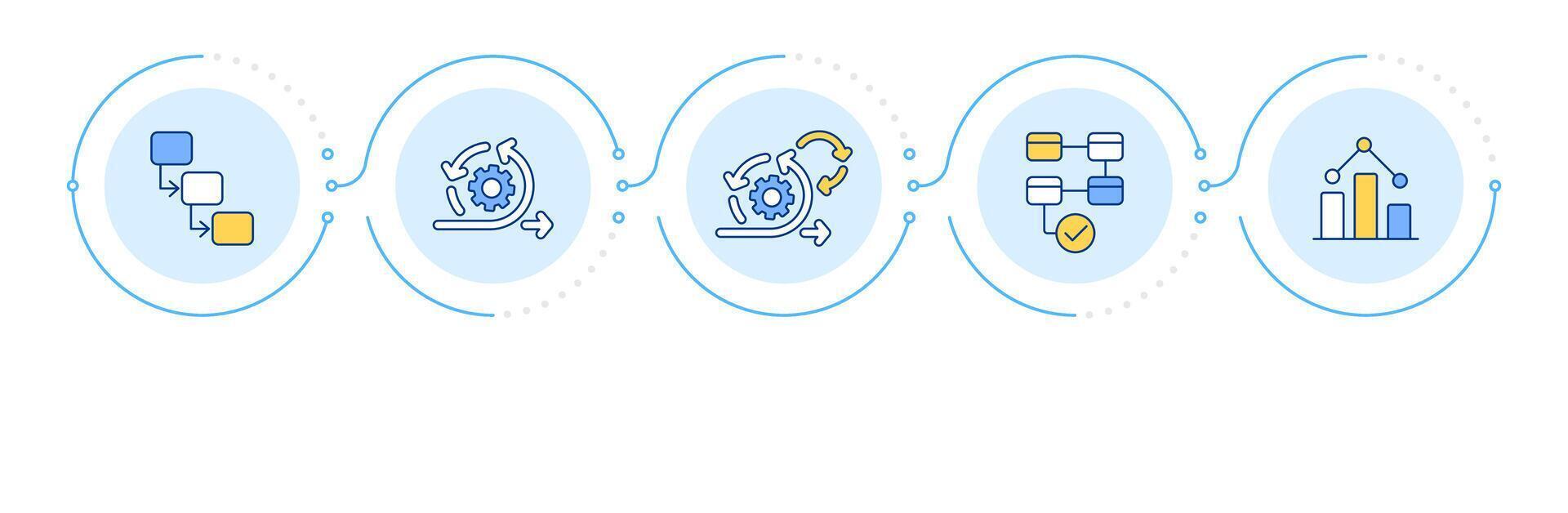 Project management methodologies infographic 5 steps. Workflow organization, development. Flow chart infochart. Editable info graphics icons vector