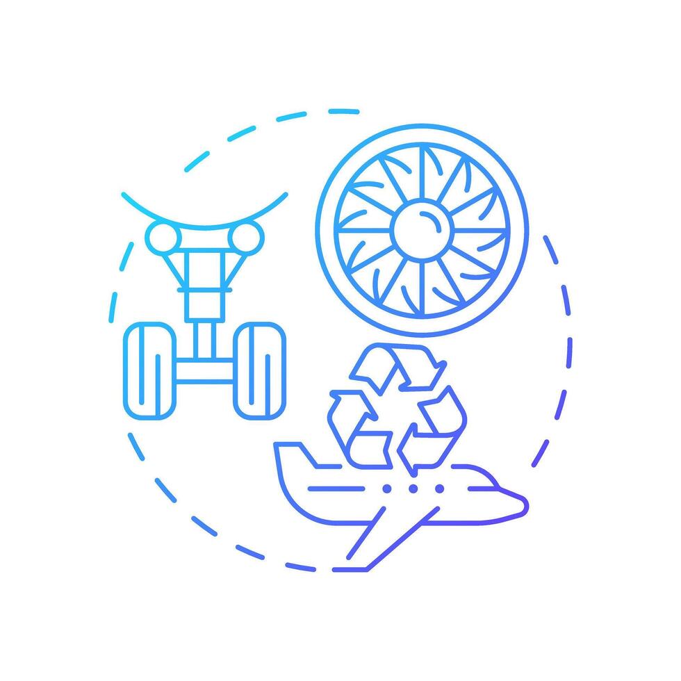 Aircraft reclamation blue gradient concept icon. Airplane maintenance. Engineering, reuse. Round shape line illustration. Abstract idea. Graphic design. Easy to use in infographic, presentation vector
