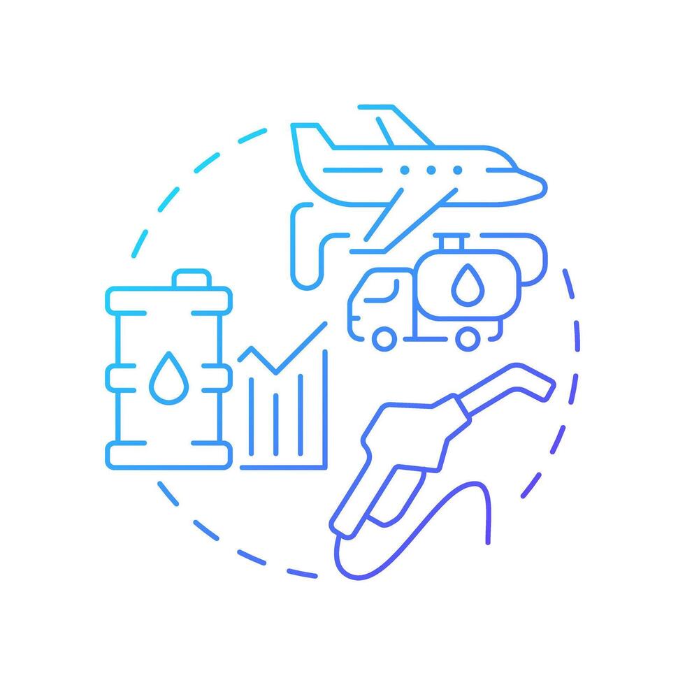 Aviation fuel services blue gradient concept icon. Aircraft maintenance, engineering. Round shape line illustration. Abstract idea. Graphic design. Easy to use in infographic, presentation vector