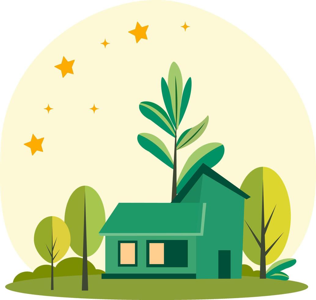 rural house with eco system vector