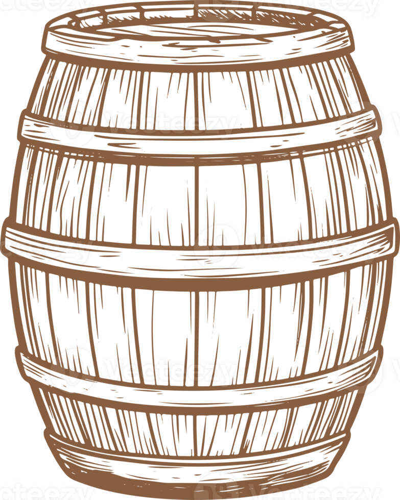 Wooden barrel drawing clipart design illustration png