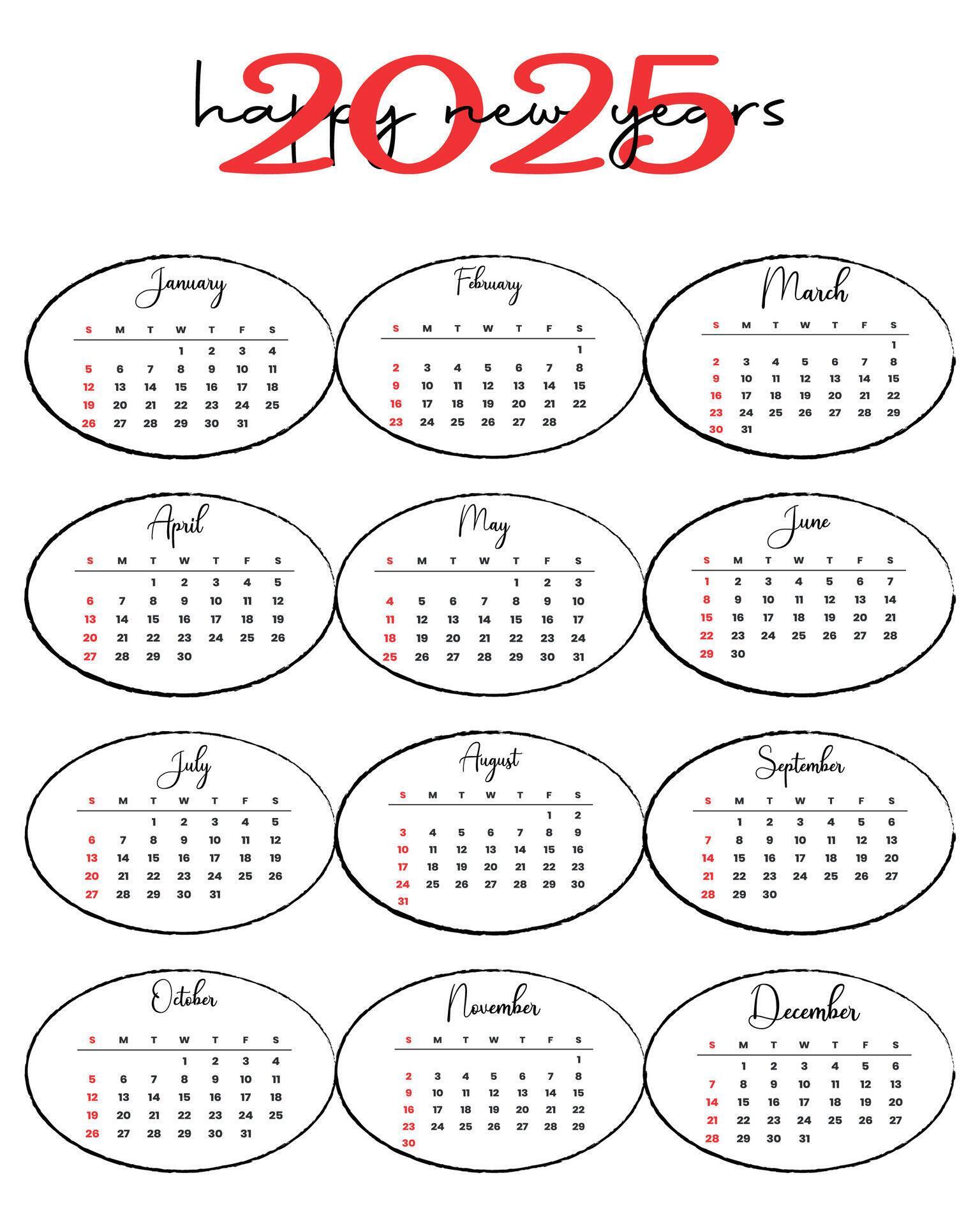 minimalist 2025 calendar template with editable design for easy 2025 Calendar Template Editable