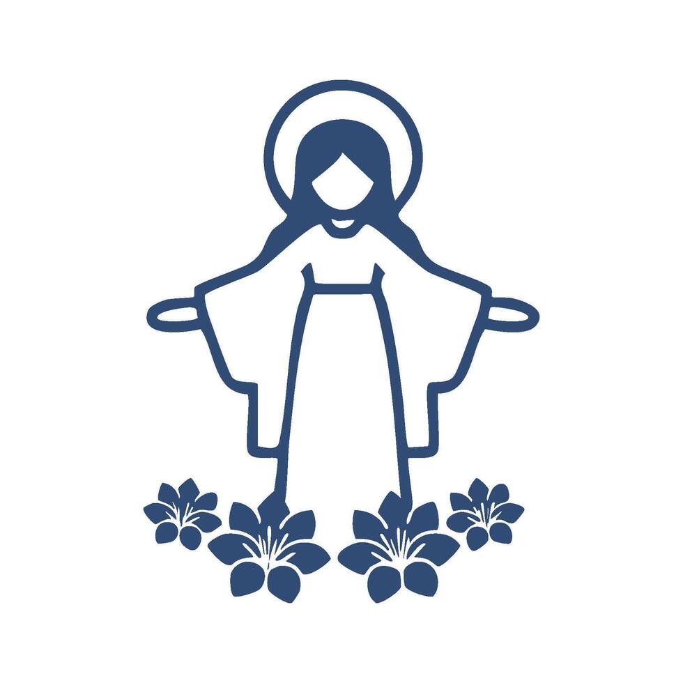 Our Lady Virgin Mary Mother of Jesus, suitable for logo, sign, tattoo, laser cutting, sticker, coloring book vector