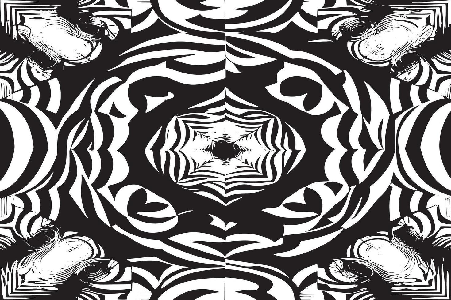 Optical Illusion Design with Monochrome Patterns on White vector