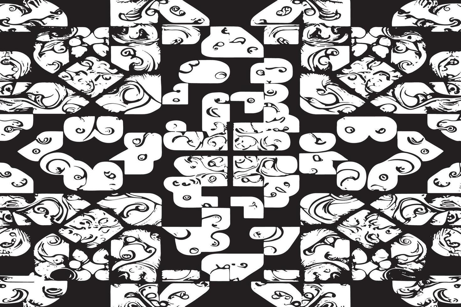 Abstract Black Design on White Texture Canvas vector