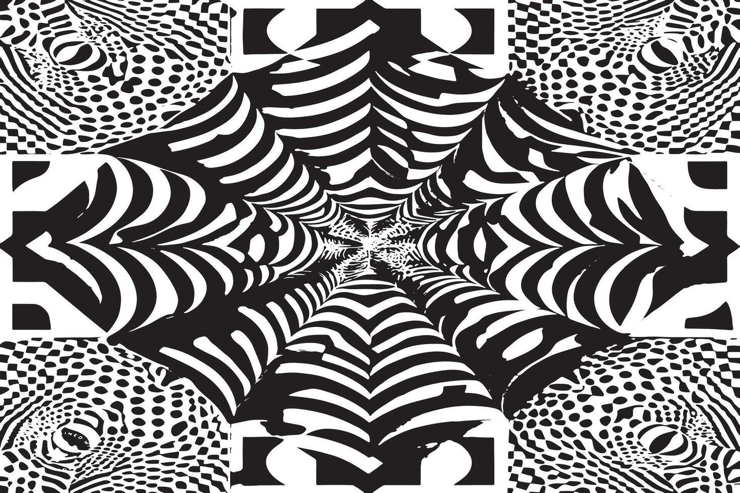 Minimalist Black and White Hypnotic Texture on Clean Canvas vector