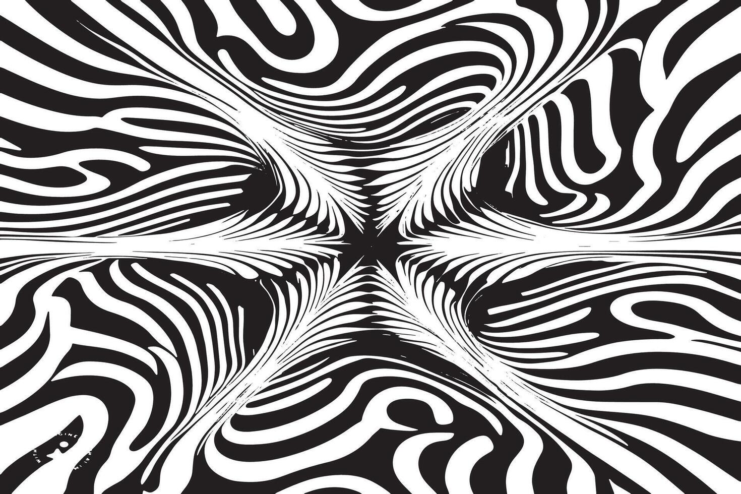 Monochrome Hypnotizing Illusions on Clean White Background vector