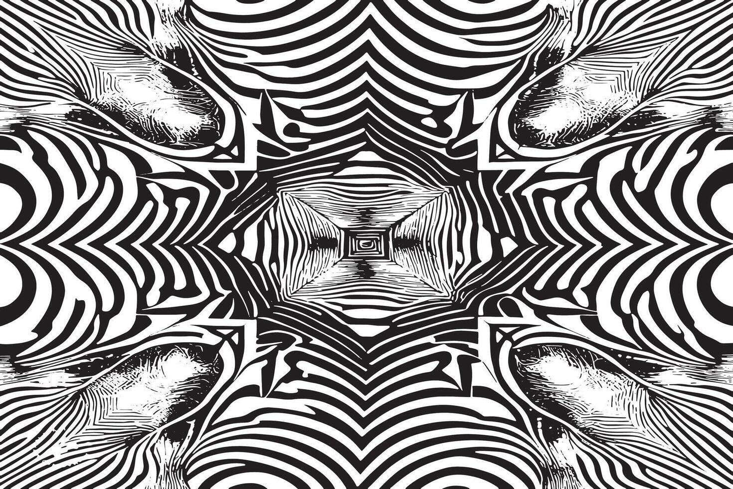 Dynamic Monochrome Hypnotic Art Texture for Overlay Use vector