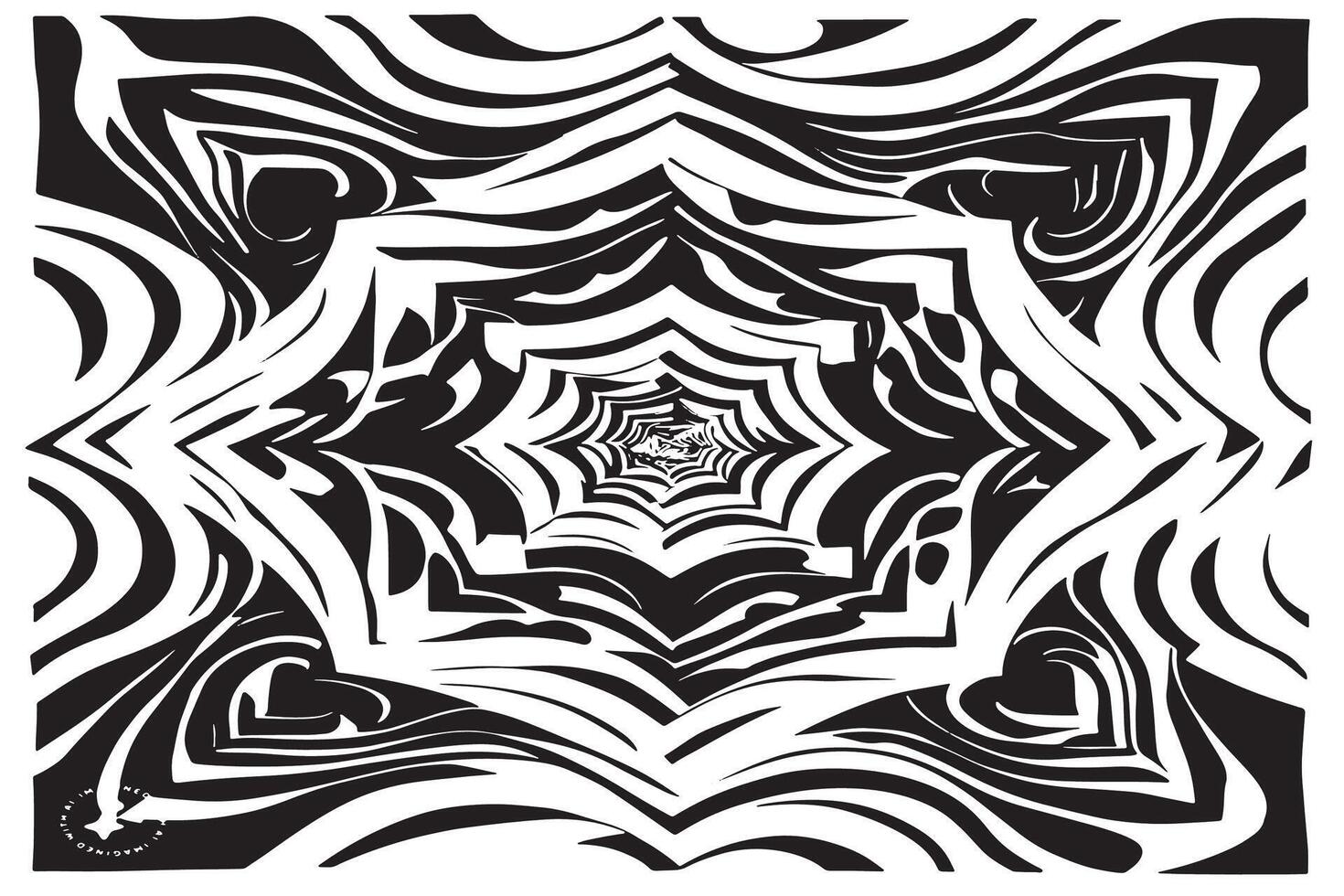 Black and White Hypnotic Art Texture for Creative Overlays vector