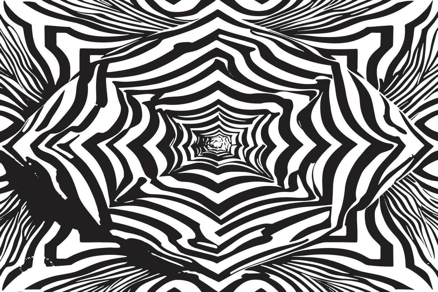 Artistic Hypnotic Illusion Texture on Monochrome White Background vector