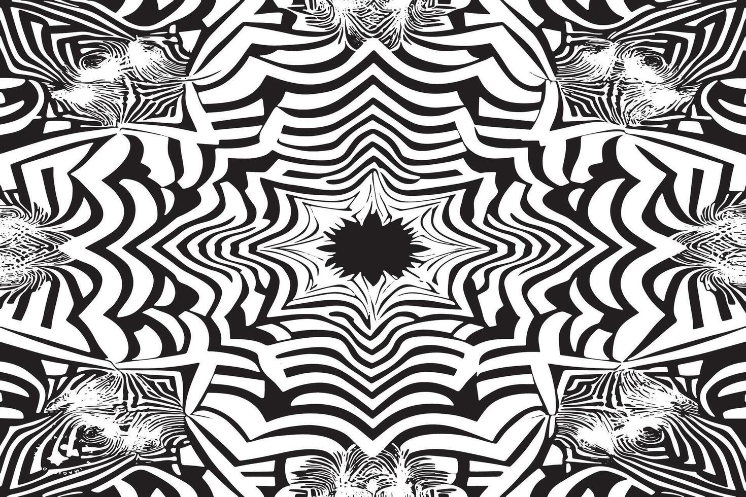 Black and White Hypnotic Illusion Texture Design on White Background vector