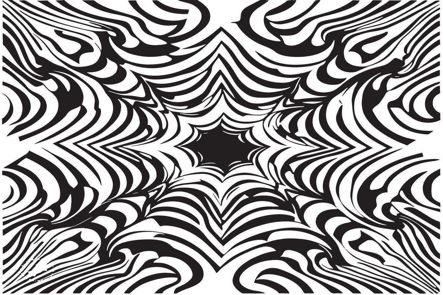High Contrast Hypnotic Patterns on Pure White Background vector