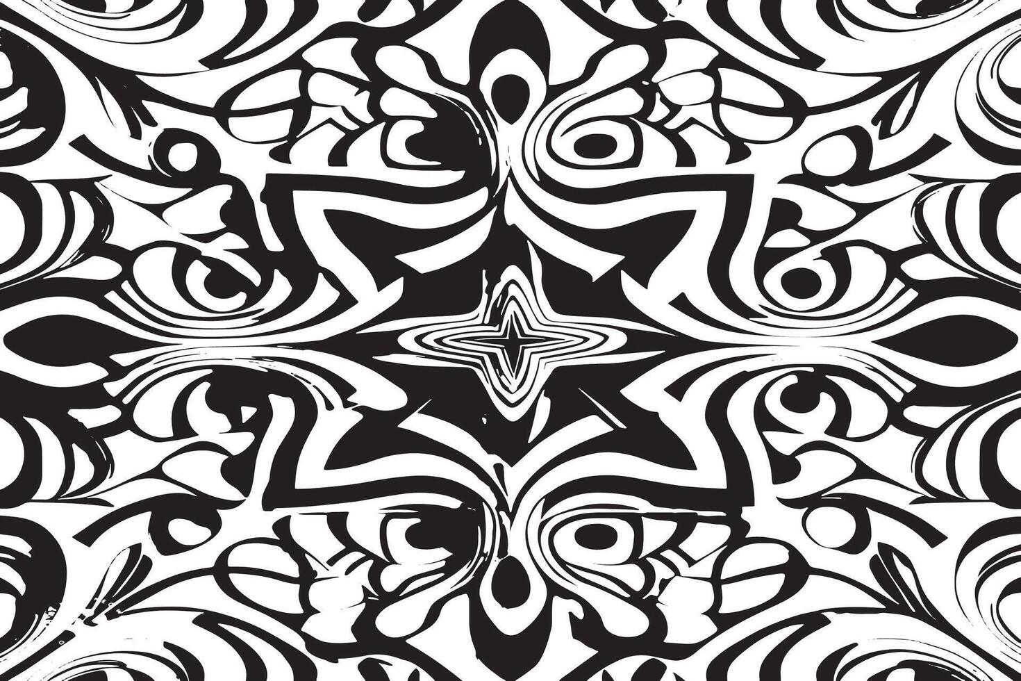 Monochrome Hypnotic Patterns on Clean White Background Design vector