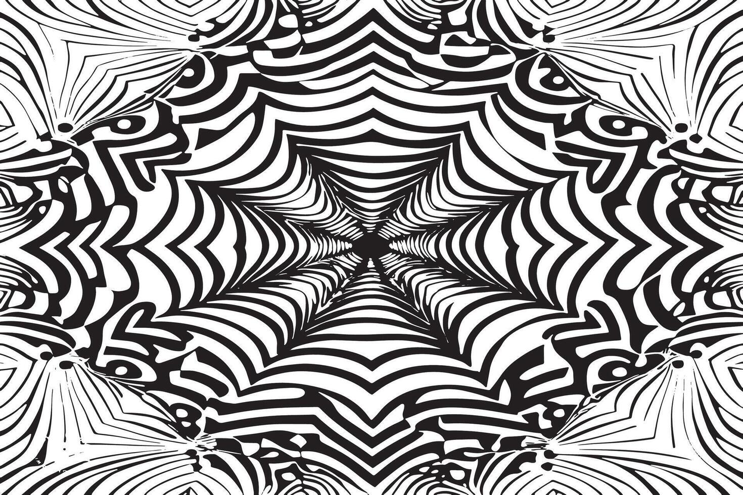 Optical Illusion Art in Black and White for Overlay Design vector