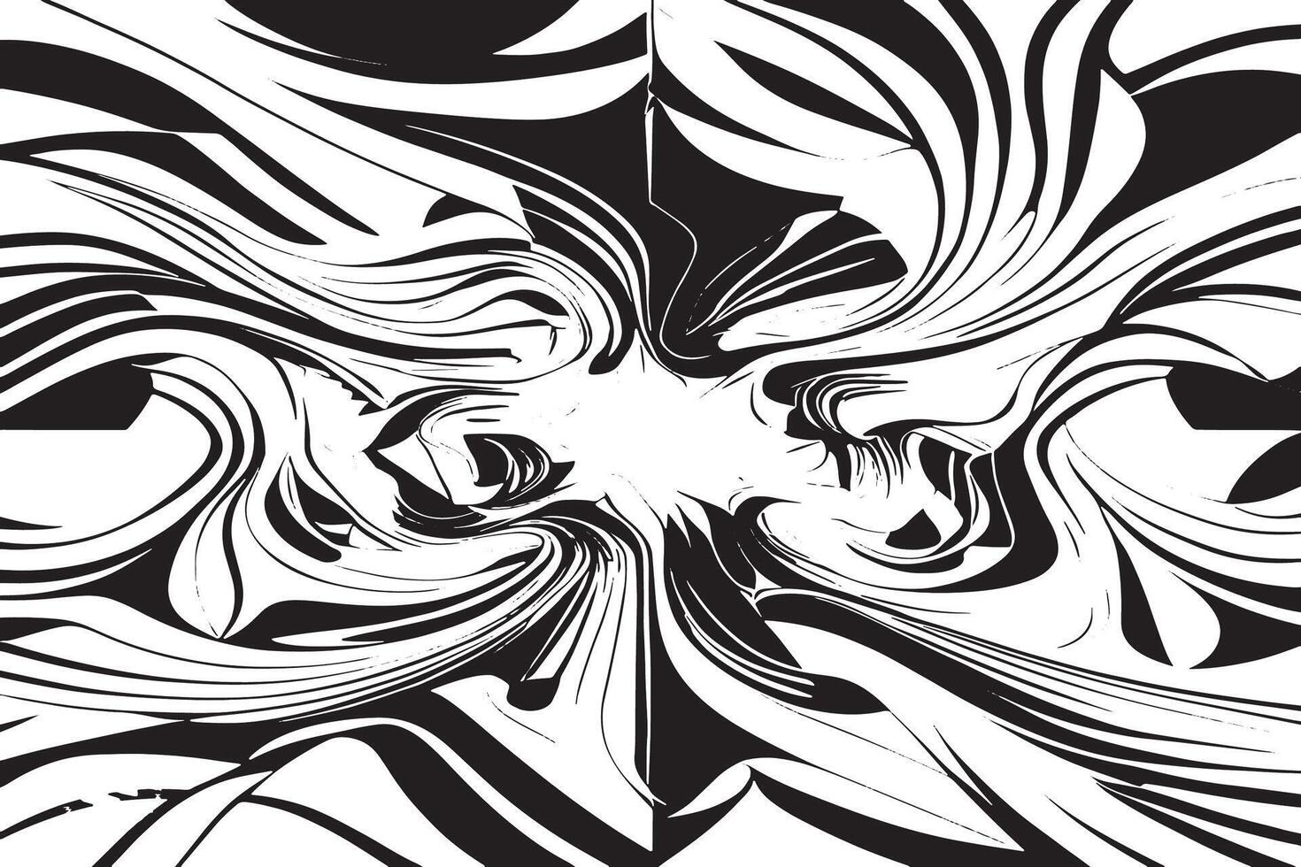 Monochrome Hypnotic Texture with Abstract Patterns on White vector