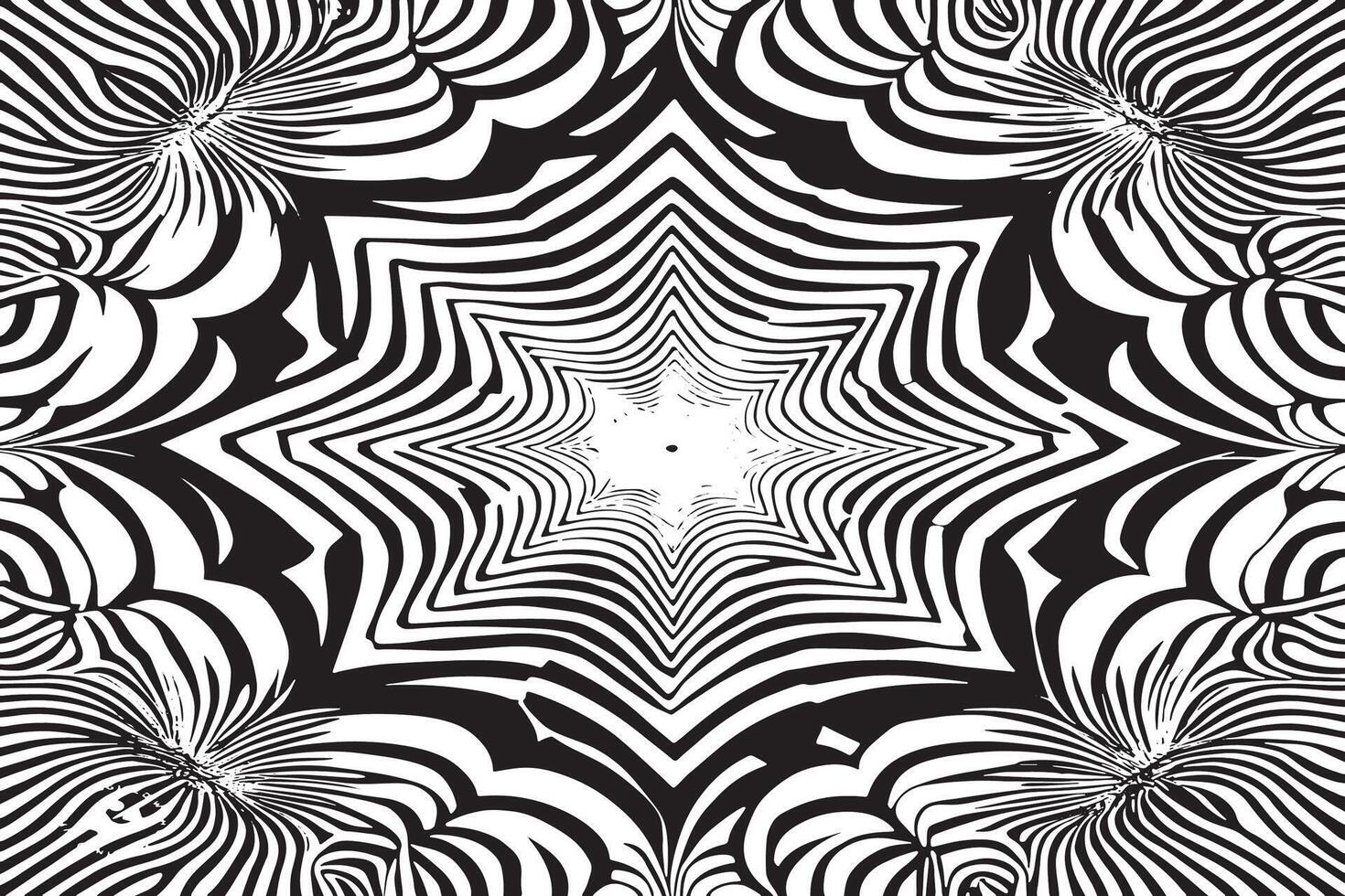 Black and White Hypnotic Texture Art for Monochrome Overlay Design vector