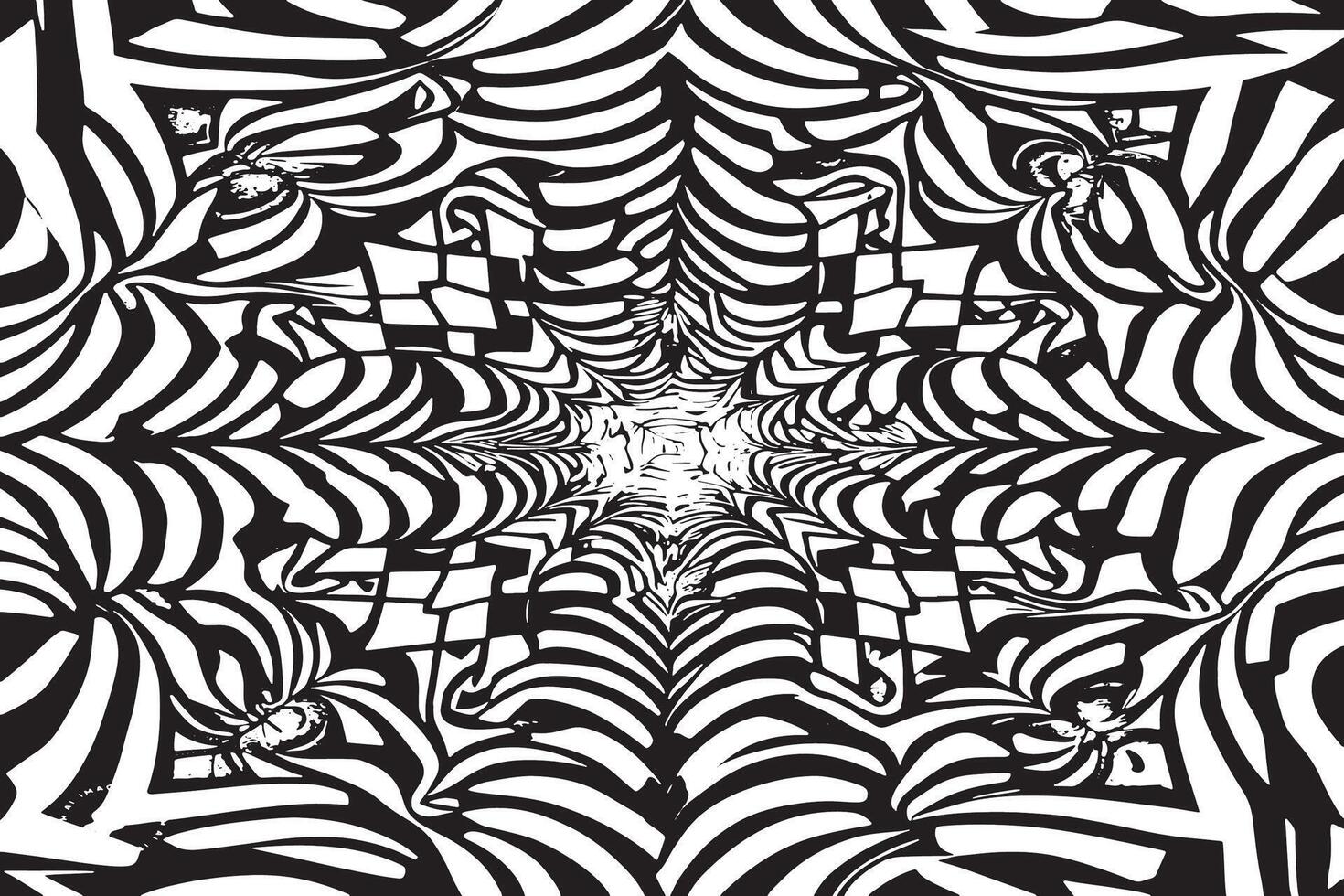 Creative Black and White Illusions on Bright White Backdrop vector