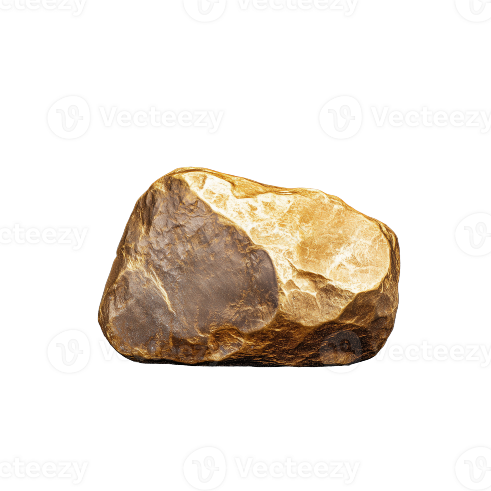 Natural golden-brown rock with unique texture and shape on transparent background png