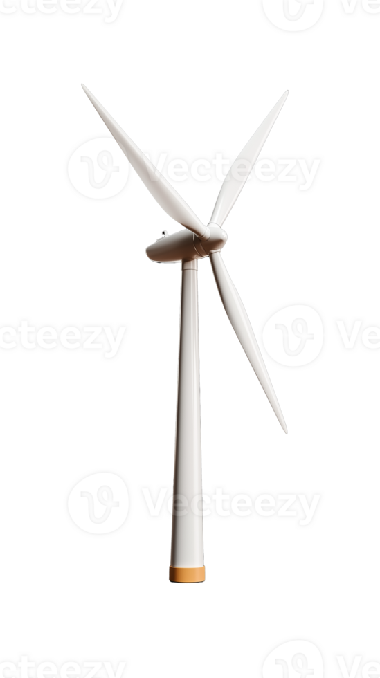 Wind turbine with three blades and sleek design on transparent background png