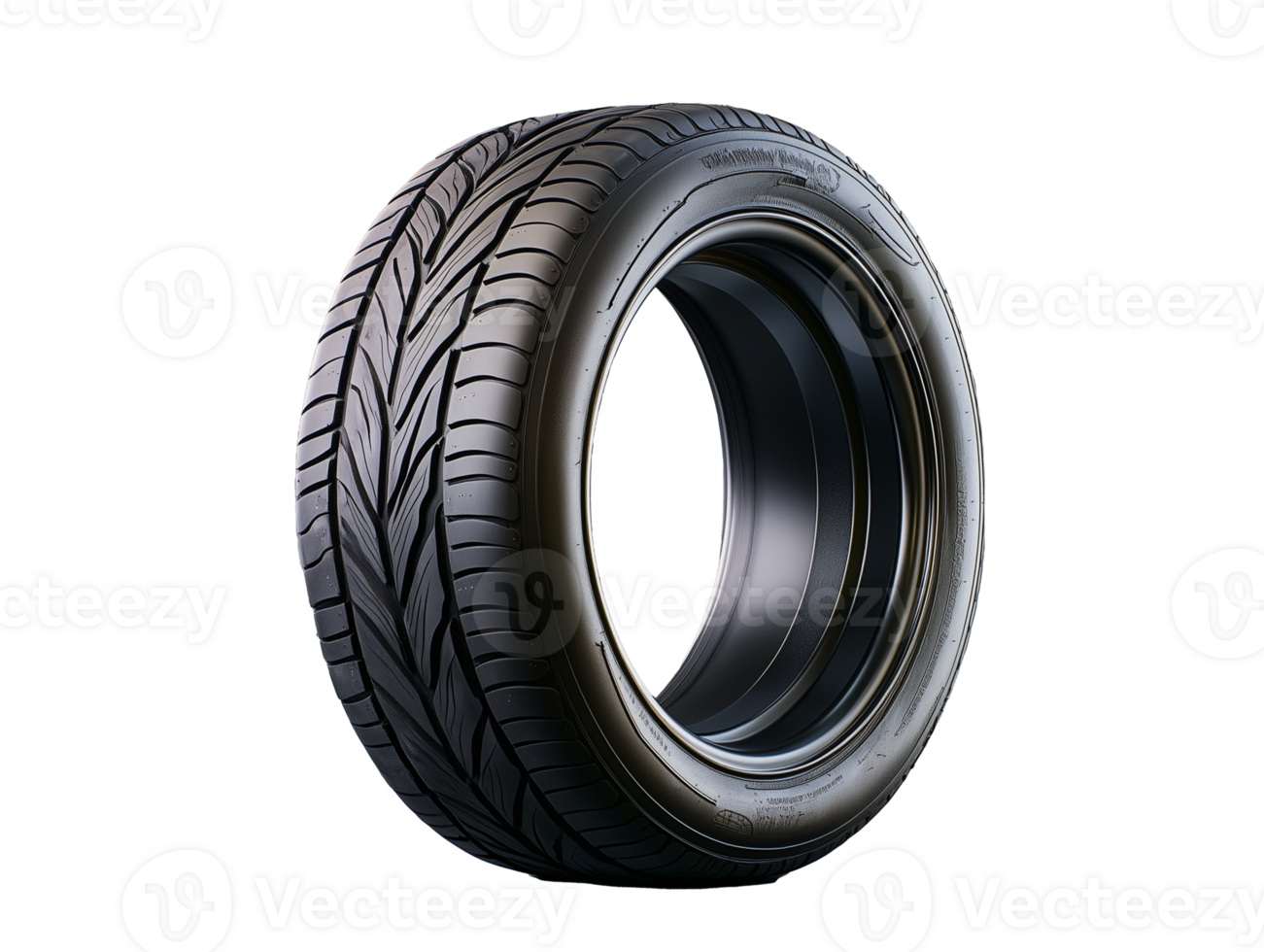 High-performance car tire with detailed tread design on transparent background png