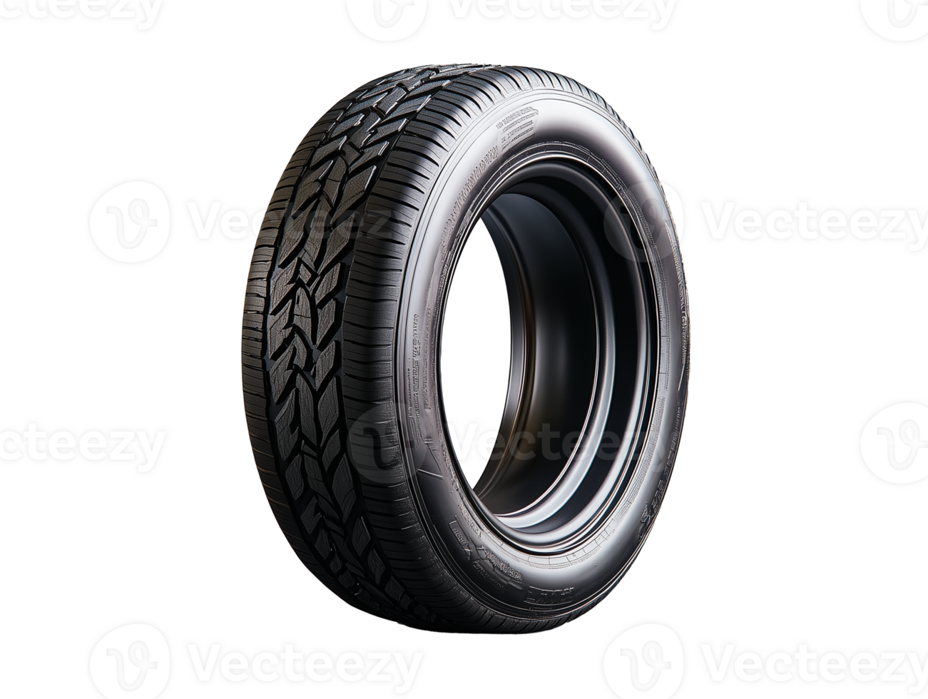 High-performance car tire with detailed tread design on transparent background png