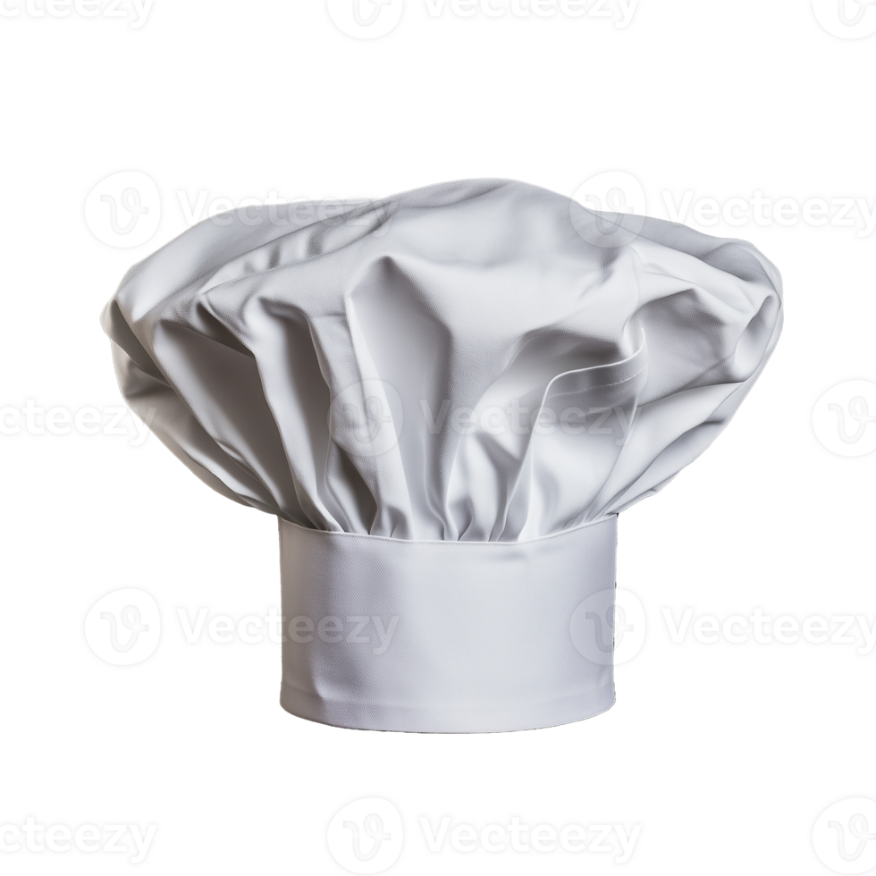 White chef hat with pleats and band on transparent background png