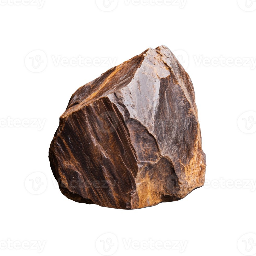 Natural polished tiger eye stone with unique patterns on transparent background png