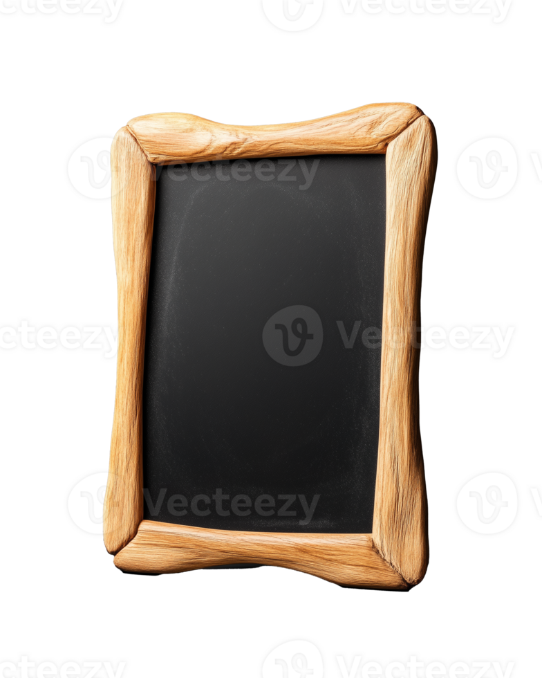 Wooden framed chalkboard with rustic design on transparent background png