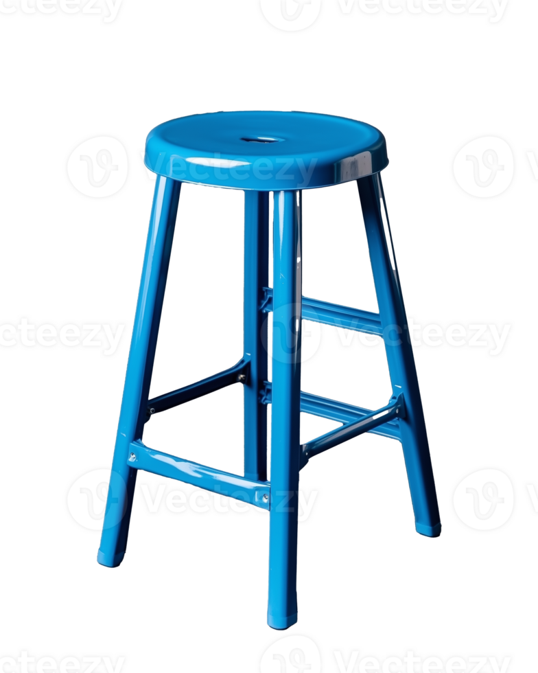 Bright blue metal bar stool with sleek design on transparent background png