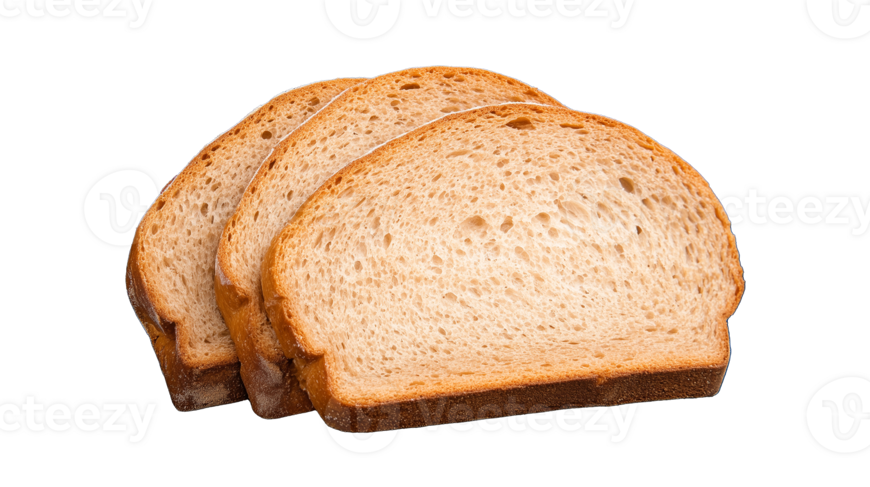 Slices of whole grain bread stacked on transparent background png