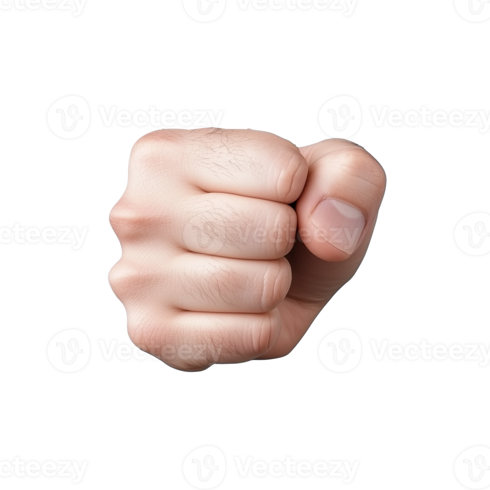 Clenched fist gesture representing strength and determination on transparent background png