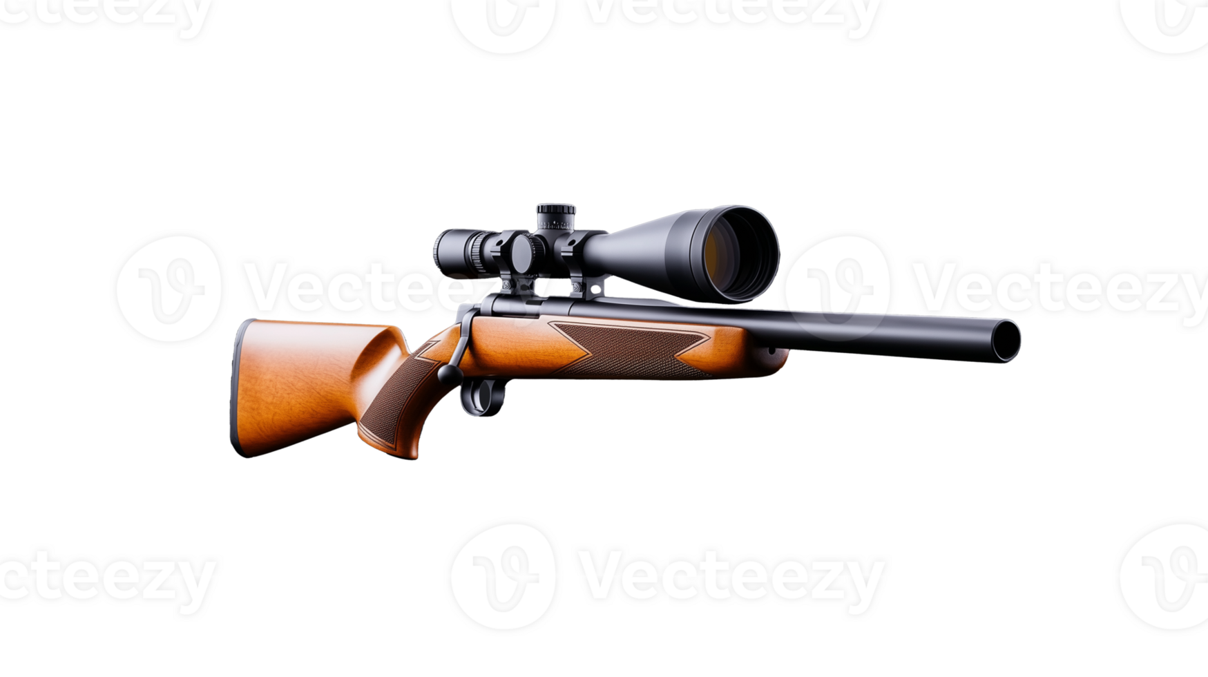 High-quality hunting rifle with scope on transparent background png
