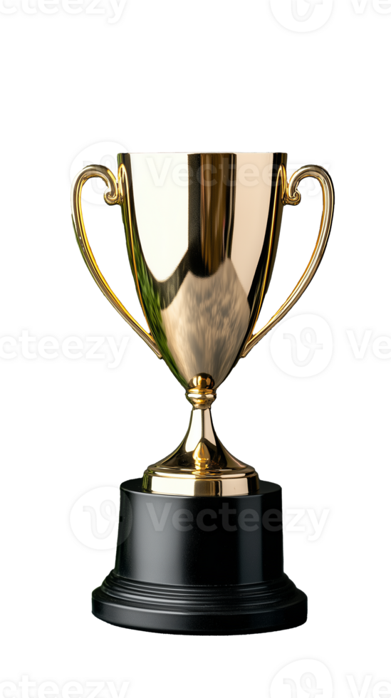 Golden trophy with elegant design and shiny finish on transparent background png