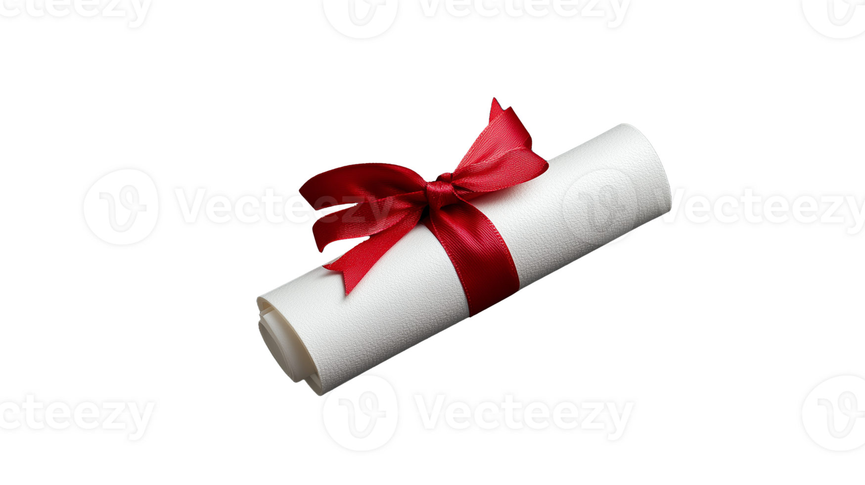 Elegant white scroll tied with a red ribbon on transparent background png