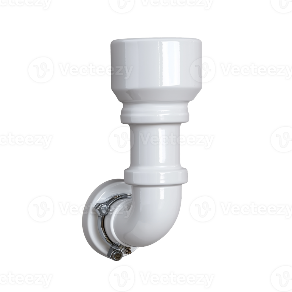 White PVC plumbing trap fitting for drainage systems on transparent background png