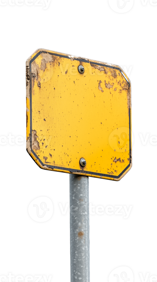 Rusty yellow octagonal sign with no text on transparent background png