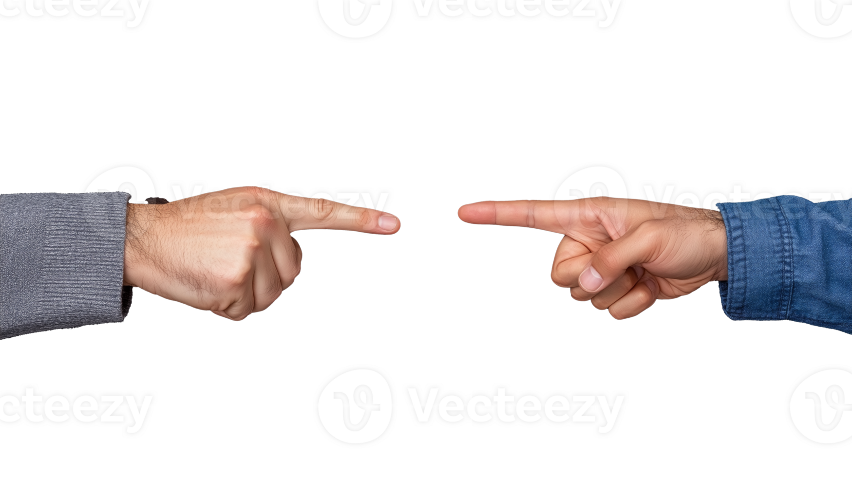 Hands pointing towards each other in a gesture of connection on transparent background png