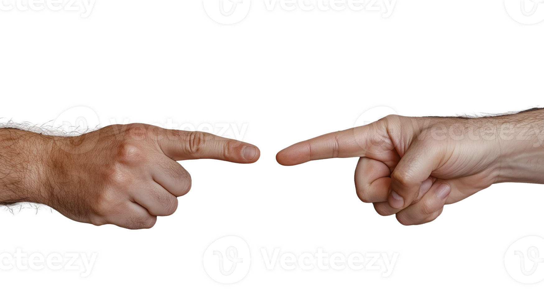 Hands reaching towards each other in a moment of connection on transparent background png