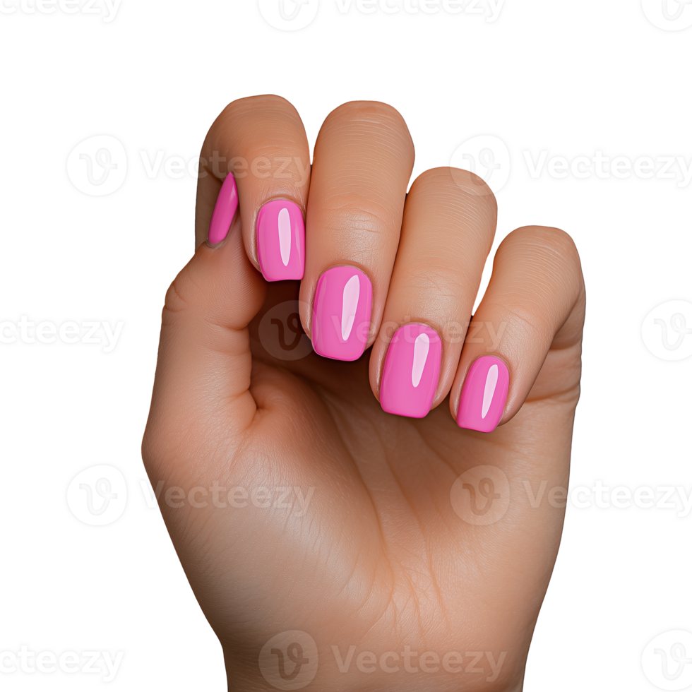 Elegant pink manicure showcasing well-groomed nails on transparent background png