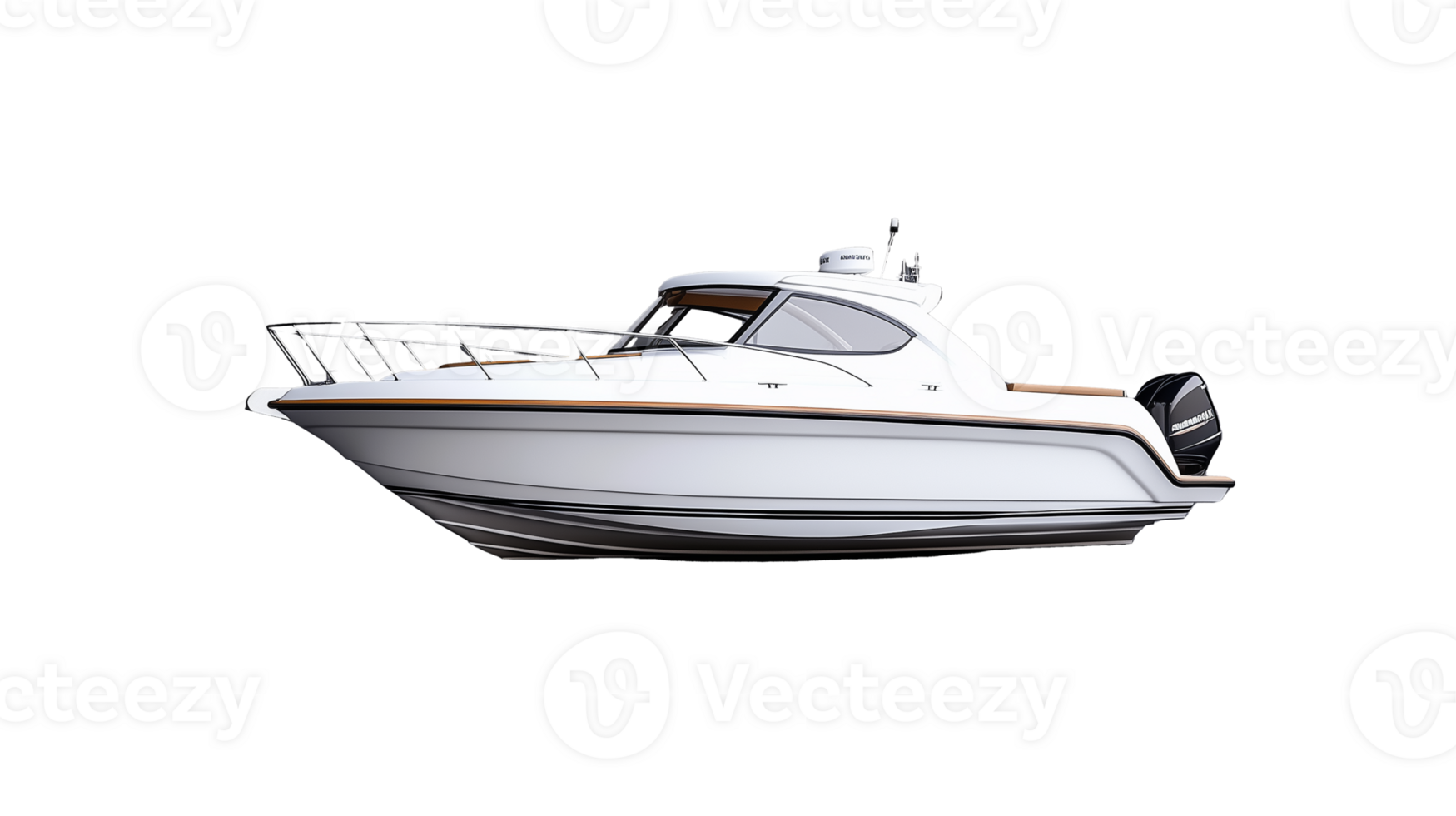Luxury motorboat with sleek design and modern features on transparent background png