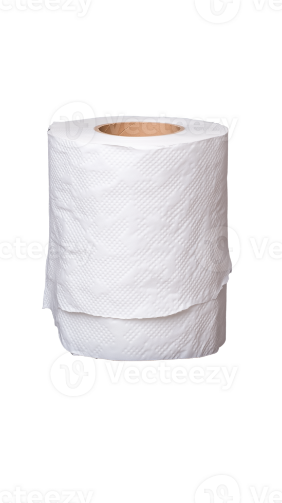 Roll of white paper towels with textured surface on transparent background png