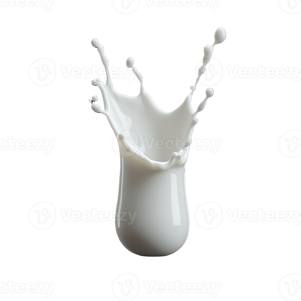 Milk splash in a glass creating dynamic motion on transparent background png