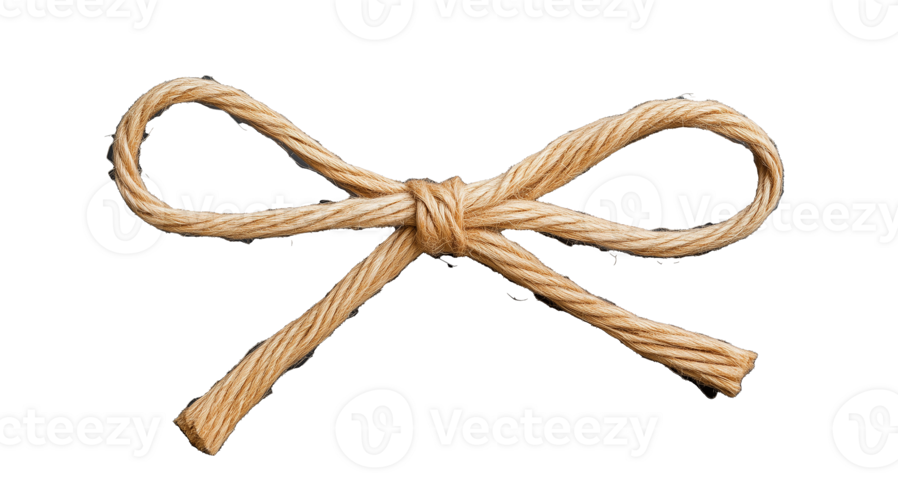Bow knot made of natural twine rope on transparent background png