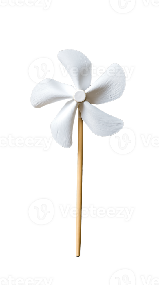 White pinwheel toy with four blades on transparent background png